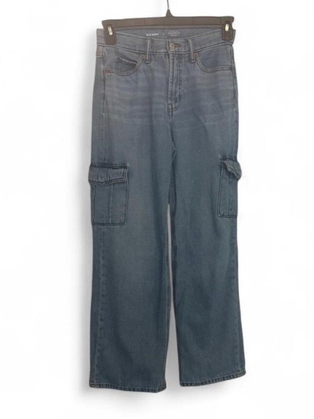 Old Navy Women's Extra High-Rise Wide-Leg Jeans Blue Medium Wash Cargo Size 0